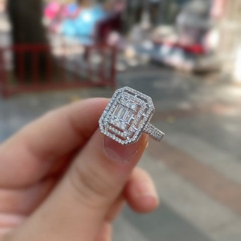 Gümüş baget taşlı bayan yüzük oz56e26