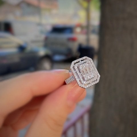 Gümüş baget taşlı bayan yüzük oz56e26