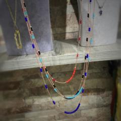 Gümüş ince zincirli taşlı kolye dy135e3