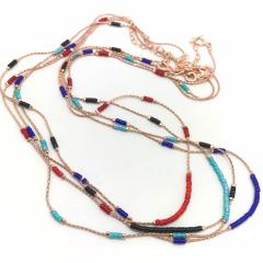 Gümüş ince zincirli taşlı kolye dy135e3