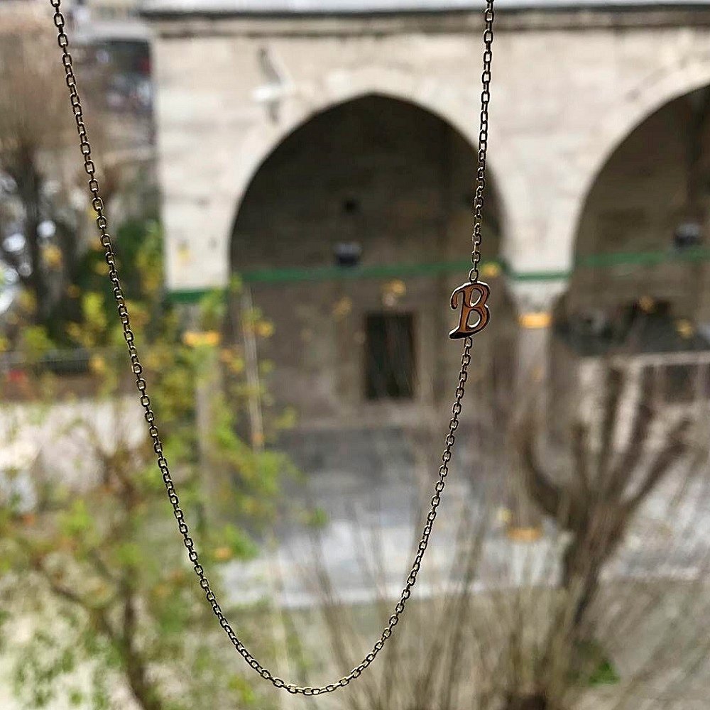 Gümüş tek harfli kolye hs5s23