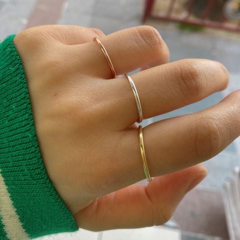 Gümüş 1,5mm kalınlıkda ince tel yüzük