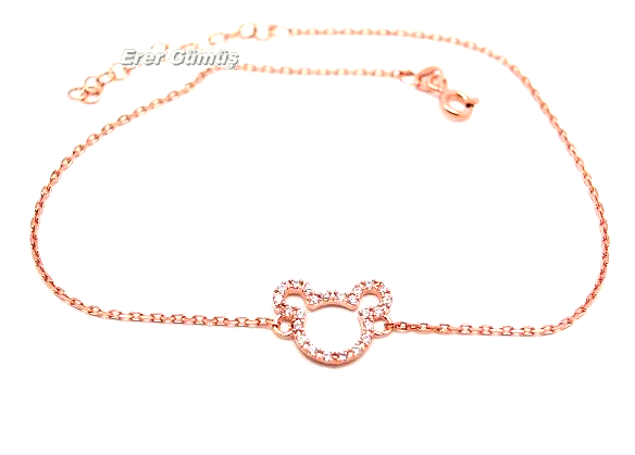 Rose gümüş mickey mouse taşlı halhal