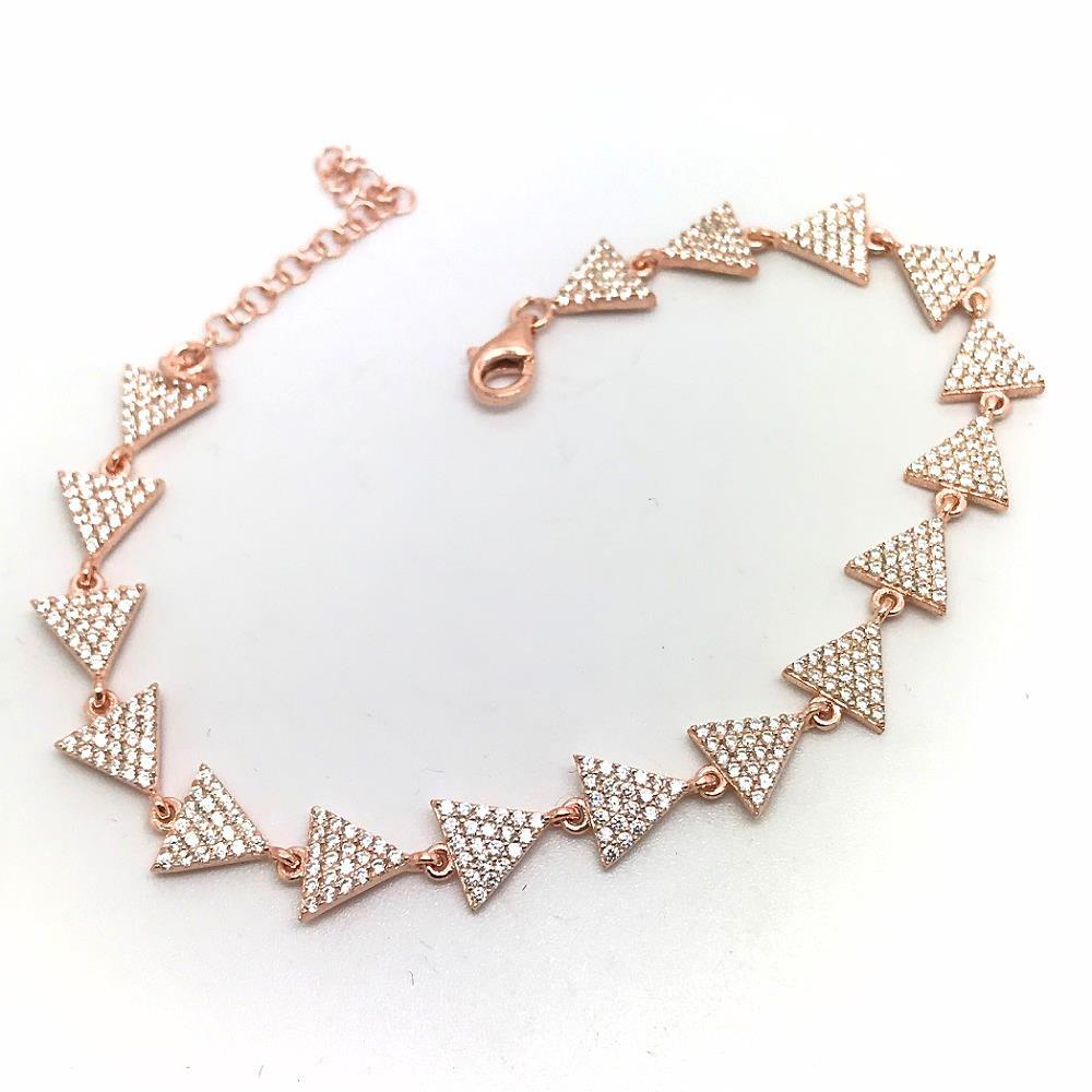 Gümüş üçgen model taşlı bileklik kl74rt2