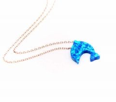 Opal Taşlı gümüş yunus kolye