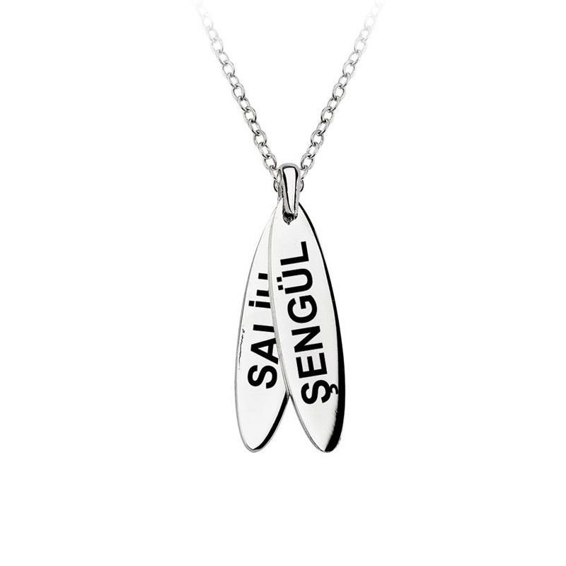 Gümüş 2 plakalı isimli kolye dv0150