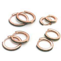 Gümüş yeşil taşlı ince halka küpe nz14r67 iç çapı 12mm - Gümüş Rengi  (rodaj)
