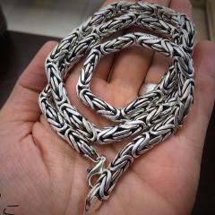 7,50 mm gümüş kalın kral boyun zinciri kolye 60 cm