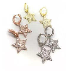 Gümüş yıldızlı halka küpe hr9856 TEK küpe - Gümüş Rengi  (rodaj)