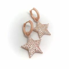 Gümüş yıldızlı halka küpe hr9856 TEK küpe - Gümüş Rengi  (rodaj)