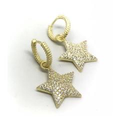 Gümüş yıldızlı halka küpe hr9856 TEK küpe - Gümüş Rengi  (rodaj)