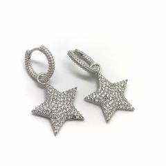 Gümüş yıldızlı halka küpe hr9856 TEK küpe - Gümüş Rengi  (rodaj)