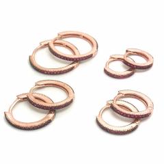 Gümüş pembe taşlı ince küpe nz14t635 iç çapı 12mm - Gümüş Rengi  (rodaj)
