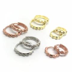 Gümüş taşlı halka küpe hr256e1 Gümüş Rengi  (rodaj) - iç çapı 12,50 mm