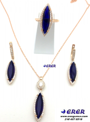 Safir rengi gümüş mekik takım