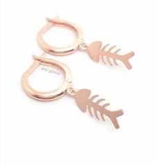Gümüş balık kılçığı rose küpe