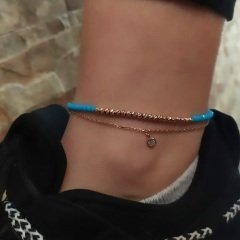 Gümüş mavi taşlı halhal GL14y3