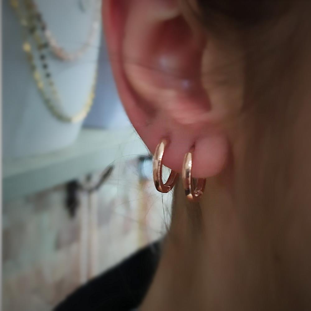 Gümüş 11 mm rose taşsız halka küpe