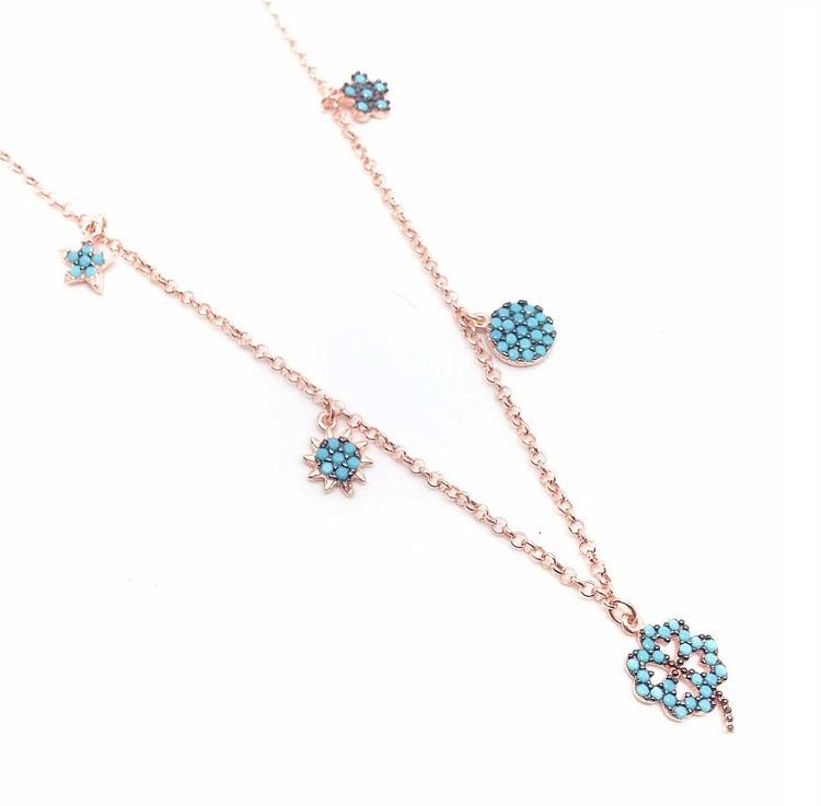 gümüş nanao taşlı şans kolyesi