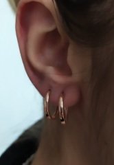 Gümüş 14 mm taşsız rose halka küpe