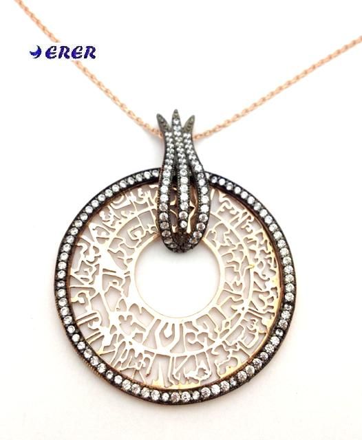 Nazar dualı rose gümüş kolye