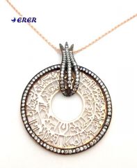 Nazar dualı rose gümüş kolye