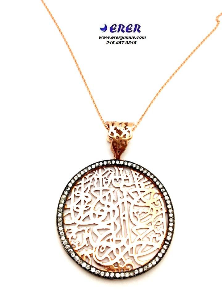 Taşlı Nazar Dualı kolye-925 ayar gümüş