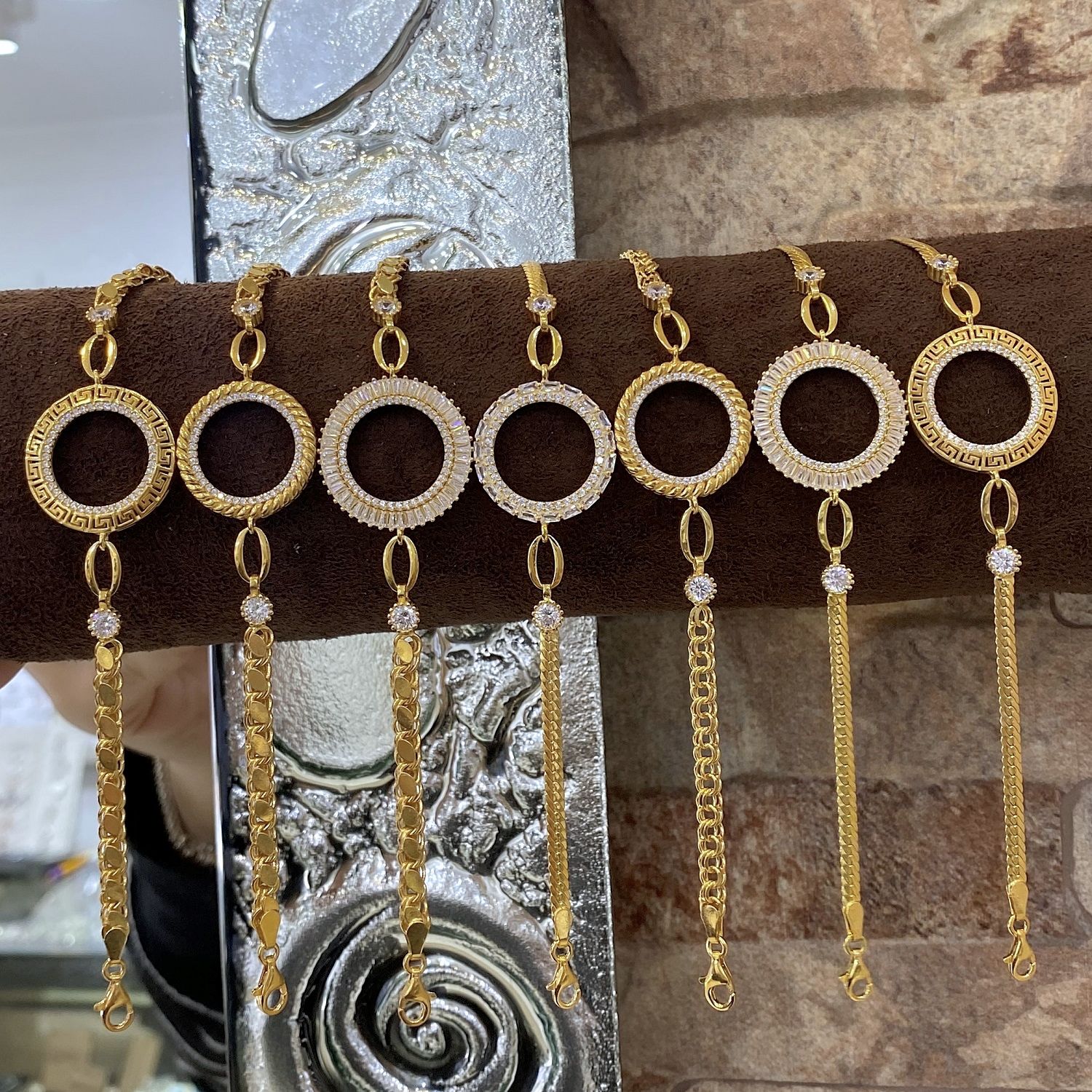 Gümüş çeyrek altın çerçevesi bayan bileklik kt79e5 model 1