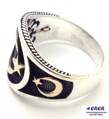 Ay yıldızlı 925 ayar gümüş erkek yüzüğü-özel tasarım